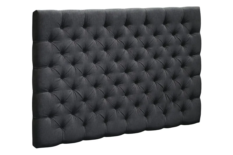 Joluma Polstret Sengegavl & Hodegavl 160 cm i Stoff med Knapper - Svart - Møbler - Senger - Sengetilbehør & sengegavl - Sengegavl