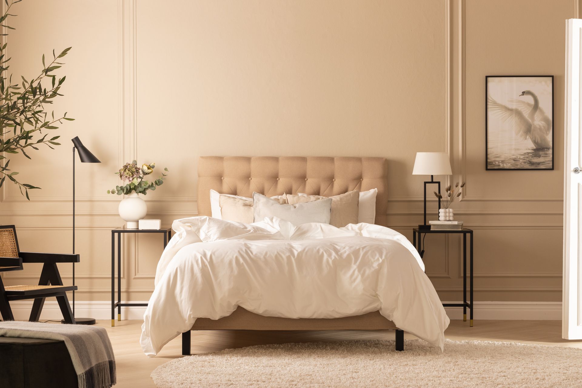 Scarlett Dypheftet gavl 140 - Beige - Møbler - Senger - Sengetilbehør & sengegavl - Sengegavl