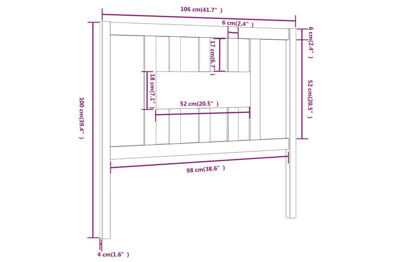 Sengegavl 106x4x100 cm heltre furu - Brun - Sengegavl