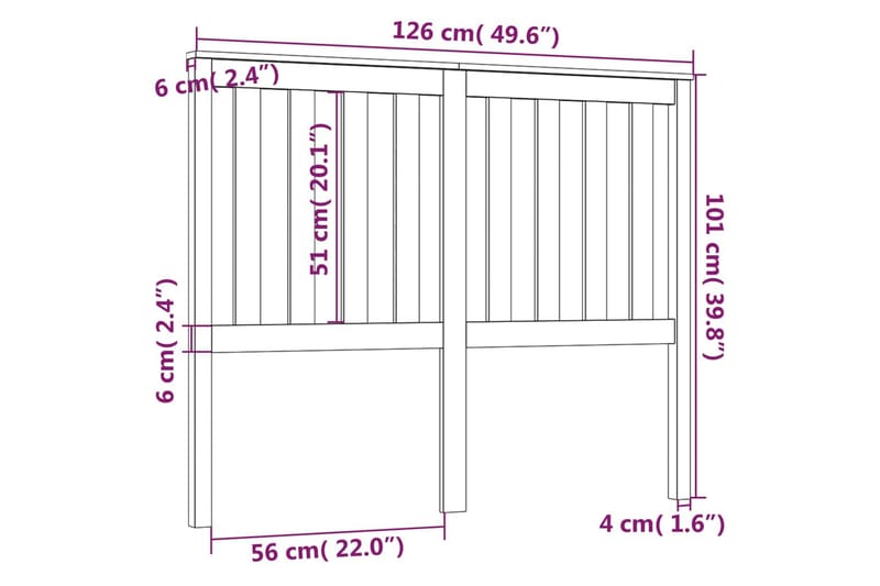 Sengegavl 126x6x101 cm heltre furu - Brun - Sengegavl