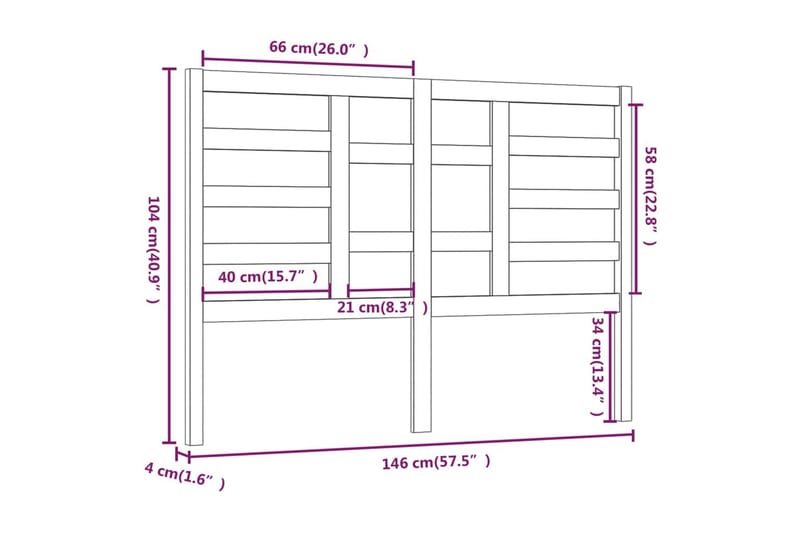 Sengegavl 146x4x104 cm heltre furu - Brun - Sengegavl