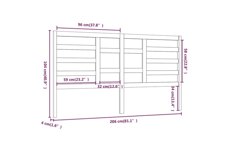 Sengegavl 206x4x104 cm heltre furu - Brun - Sengegavl