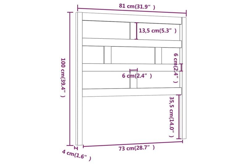 Sengegavl 81x4x100 cm heltre furu - Brun - Sengegavl