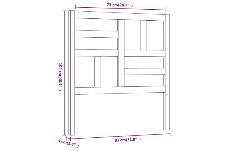 Sengegavl 81x4x104 cm heltre furu - Brun - Sengegavl