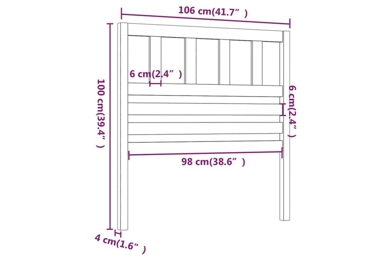 Sengegavl grå 106x4x100 cm heltre furu - Grå - Møbler - Senger - Sengetilbehør & sengegavl - Sengegavl