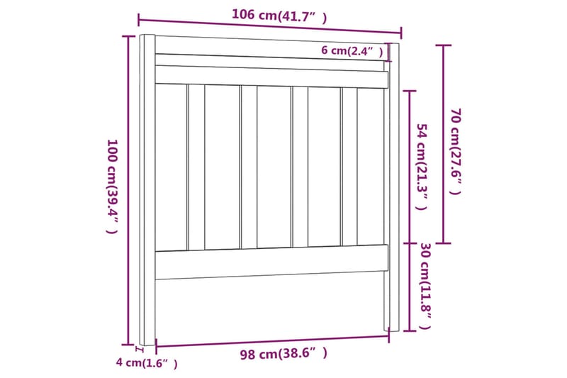 Sengegavl grå 106x4x100 cm heltre furu - Grå - Møbler - Senger - Sengetilbehør & sengegavl - Sengegavl
