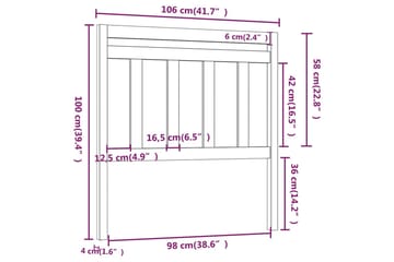 Sengegavl grå 106x4x100 cm heltre furu - Grå - Møbler - Senger - Sengetilbehør & sengegavl - Sengegavl