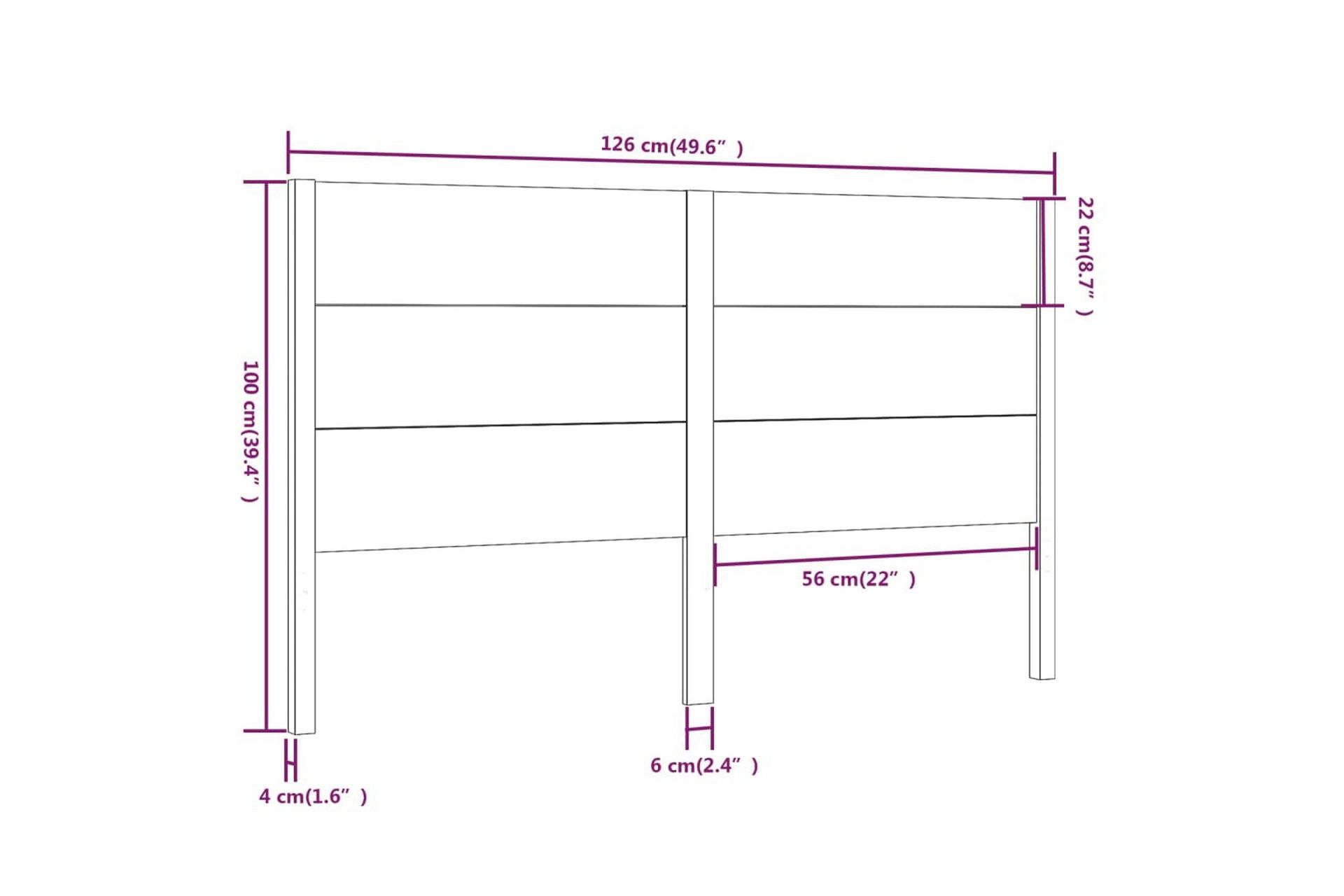Sengegavl grå 126x4x100 cm heltre furu - Grå - Møbler - Senger - Sengetilbehør & sengegavl - Sengegavl