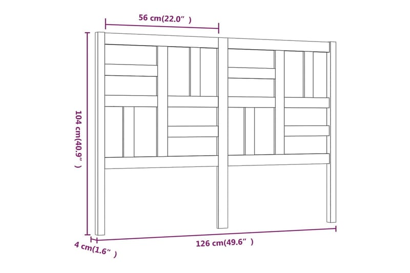 Sengegavl grå 126x4x104 cm heltre furu - Grå - Møbler - Senger - Sengetilbehør & sengegavl - Sengegavl