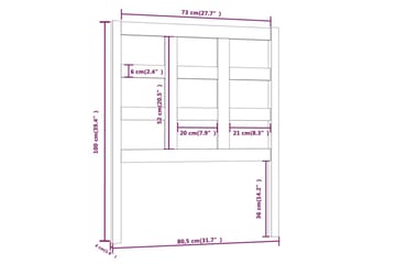 Sengegavl grå 80,5x4x100 cm heltre furu - Grå - Møbler - Senger - Sengetilbehør & sengegavl - Sengegavl