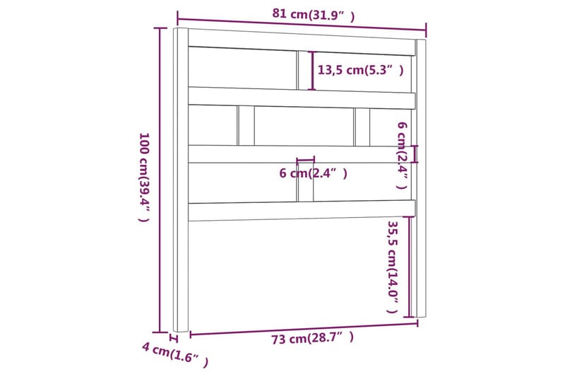 Sengegavl grå 81x4x100 cm heltre furu - Grå - Møbler - Senger - Sengetilbehør & sengegavl - Sengegavl