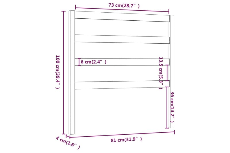 Sengegavl grå 81x4x100 cm heltre furu - Grå - Møbler - Senger - Sengetilbehør & sengegavl - Sengegavl