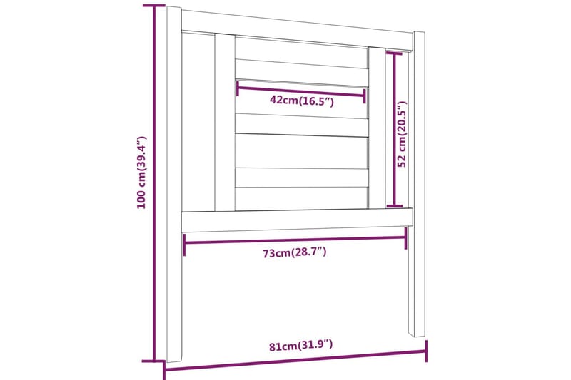 Sengegavl grå 81x4x100 cm heltre furu - Grå - Møbler - Senger - Sengetilbehør & sengegavl - Sengegavl