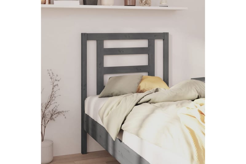 Sengegavl grå 81x4x100 cm heltre furu - Grå - Møbler - Senger - Sengetilbehør & sengegavl - Sengegavl