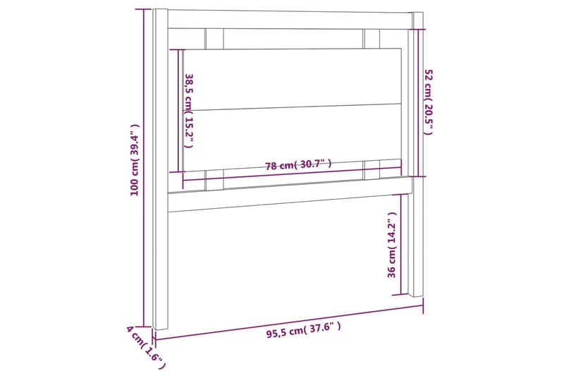 Sengegavl grå 95,5x4x100 cm heltre furu - Grå - Møbler - Senger - Sengetilbeh�ør & sengegavl - Sengegavl