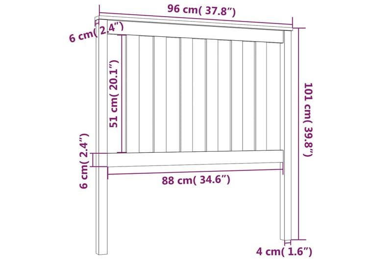 Sengegavl grå 96x6x101 cm heltre furu - Grå - Møbler - Senger - Sengetilbehør & sengegavl - Sengegavl