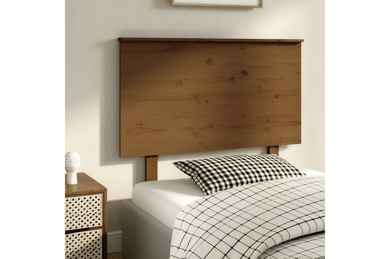 Sengegavl honningbrun 104x6x82,5 cm heltre furu - Brun - Møbler - Senger - Sengetilbehør & sengegavl - Sengegavl
