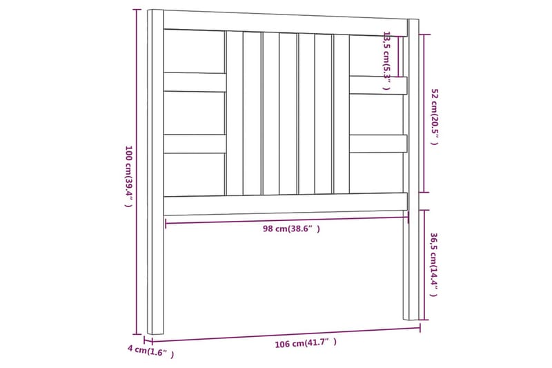 Sengegavl honningbrun 106x4x100 cm heltre furu - Brun - Sengegavl