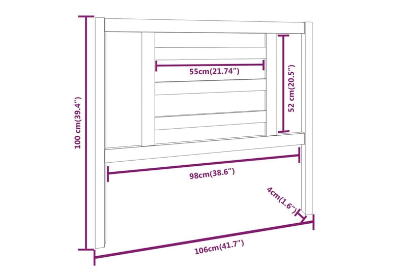 Sengegavl honningbrun 106x4x100 cm heltre furu - Brun - Sengegavl