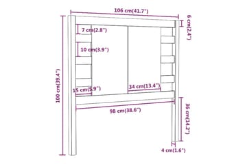 Sengegavl honningbrun 106x4x100 cm heltre furu - Brun - Møbler - Senger - Sengetilbehør & sengegavl - Sengegavl