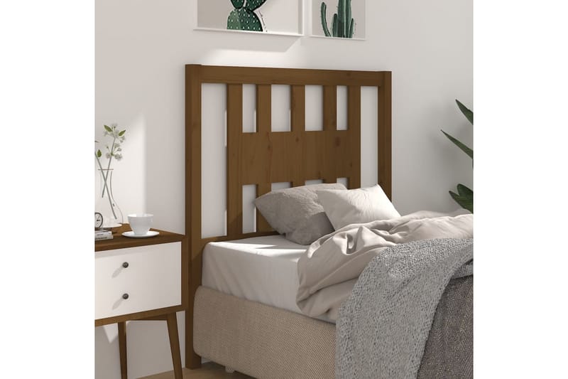 Sengegavl honningbrun 106x4x100 cm heltre furu - Brun - Møbler - Senger - Sengetilbehør & sengegavl - Sengegavl