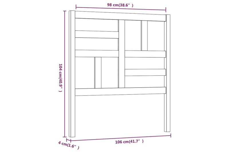 Sengegavl honningbrun 106x4x104 cm heltre furu - Brun - Sengegavl