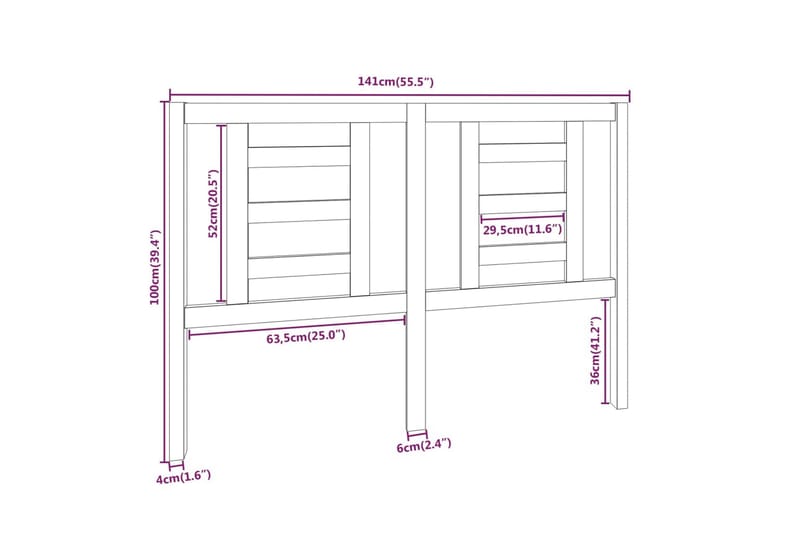 Sengegavl honningbrun 141x4x100 cm heltre furu - Brun - Sengegavl