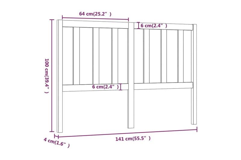 Sengegavl honningbrun 141x4x100 cm heltre furu - Brun - Sengegavl