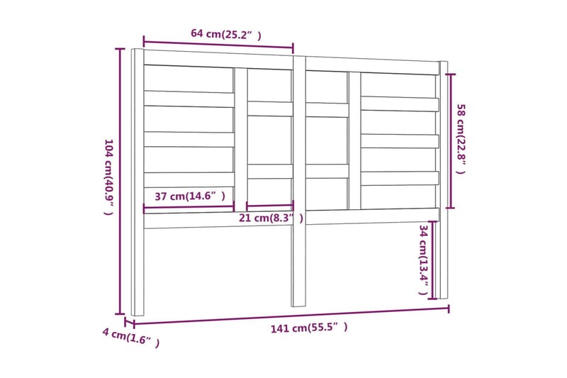 Sengegavl honningbrun 141x4x104 cm heltre furu - Brun - Sengegavl