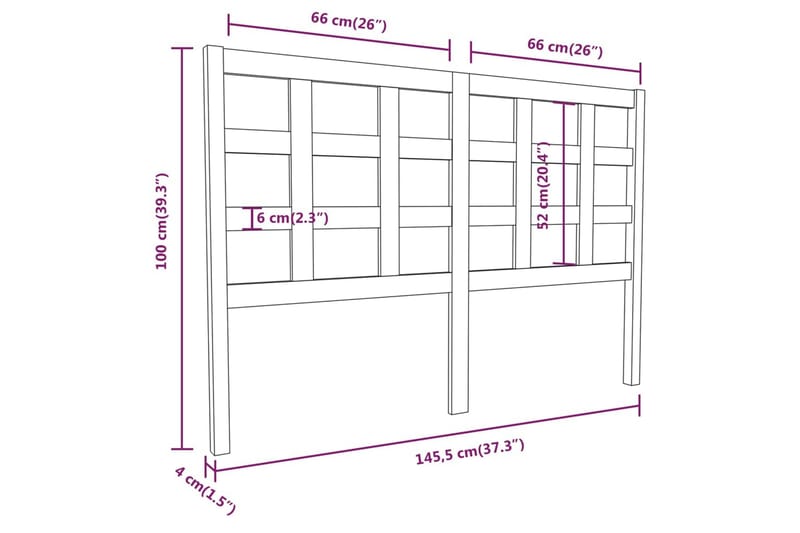 Sengegavl honningbrun 145,5x4x100 cm heltre furu - Brun - Sengegavl