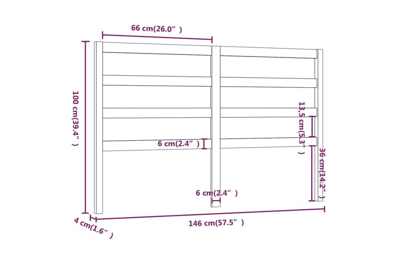 Sengegavl honningbrun 146x4x100 cm heltre furu - Brun - Sengegavl