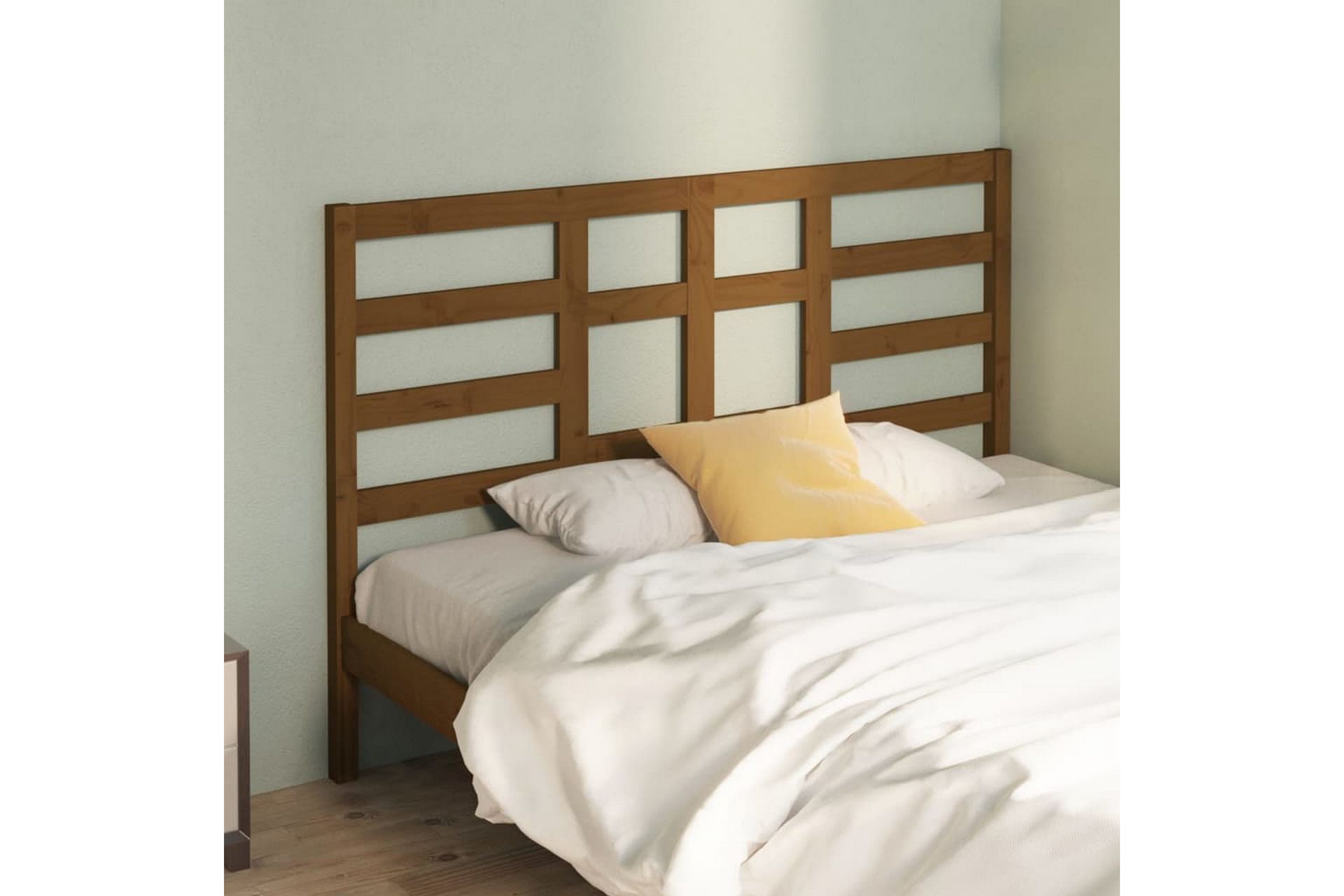 Sengegavl honningbrun 146x4x104 cm heltre furu - Brun - Møbler - Senger - Sengetilbehør & sengegavl - Sengegavl