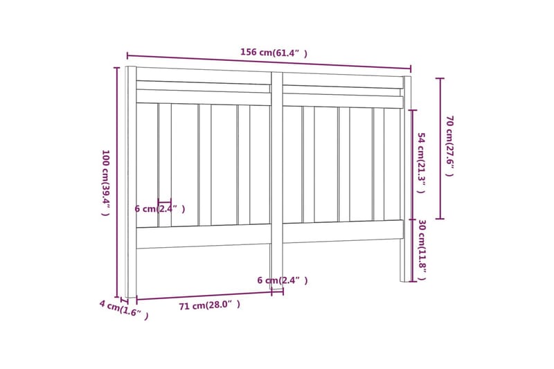 Sengegavl honningbrun 156x4x100 cm heltre furu - Brun - Sengegavl