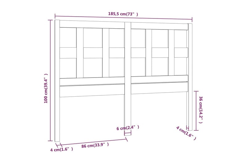 Sengegavl honningbrun 185,5x4x100 cm heltre furu - Brun - Sengegavl