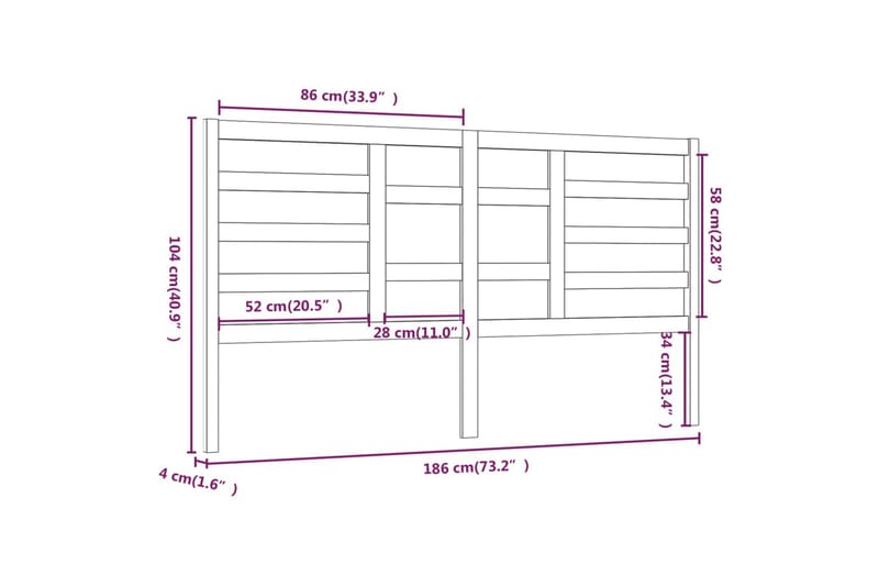 Sengegavl honningbrun 186x4x104 cm heltre furu - Brun - Sengegavl