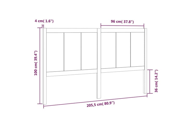 Sengegavl honningbrun 205,5x4x100 cm heltre furu - Brun - Sengegavl