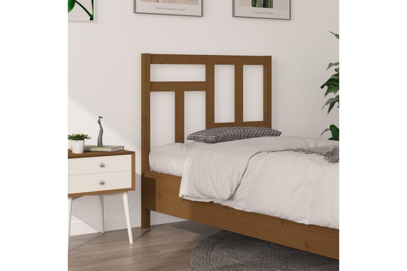 Sengegavl honningbrun 95,5x4x100 cm heltre furu - Brun - Møbler - Senger - Sengetilbehør & sengegavl - Sengegavl