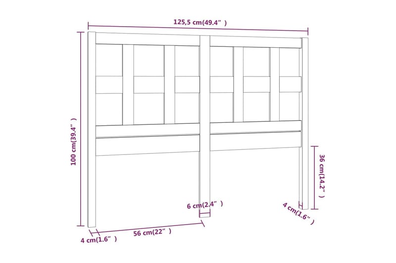 Sengegavl hvit 125,5x4x100 cm heltre furu - Hvit - Møbler - Senger - Sengetilbehør & sengegavl - Sengegavl