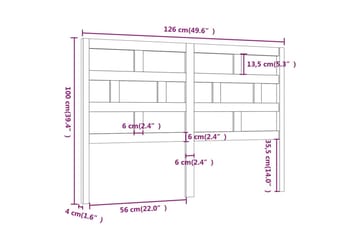 Sengegavl hvit 126x4x100 cm heltre furu - Hvit - Møbler - Senger - Sengetilbehør & sengegavl - Sengegavl