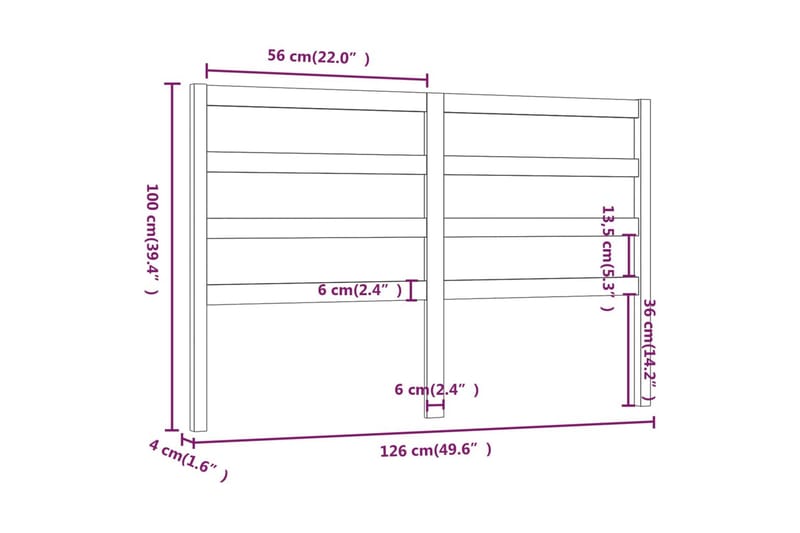 Sengegavl hvit 126x4x100 cm heltre furu - Hvit - Møbler - Senger - Sengetilbehør & sengegavl - Sengegavl