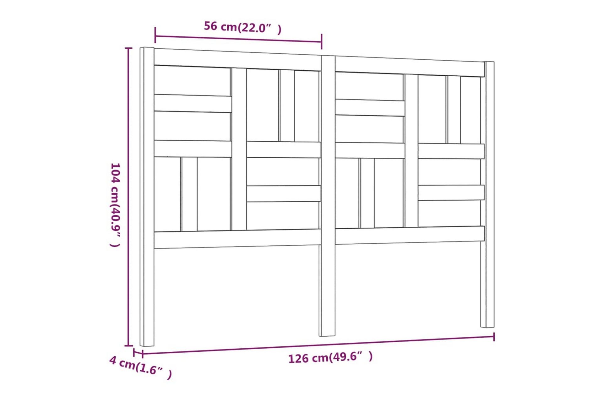 Sengegavl hvit 126x4x104 cm heltre furu - Hvit - Møbler - Senger - Sengetilbehør & sengegavl - Sengegavl