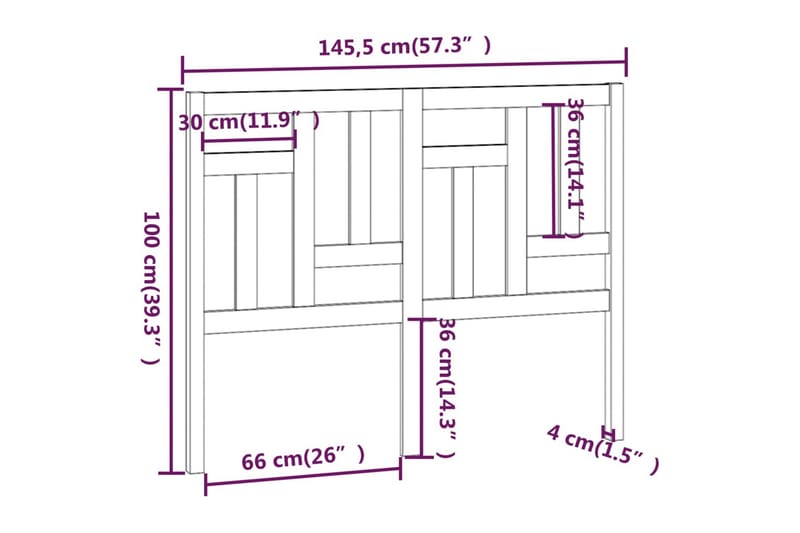 Sengegavl hvit 145,5x4x100 cm heltre furu - Hvit - Møbler - Senger - Sengetilbehør & sengegavl - Sengegavl