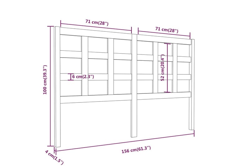 Sengegavl hvit 156x4x100 cm heltre furu - Hvit - Møbler - Senger - Sengetilbehør & sengegavl - Sengegavl
