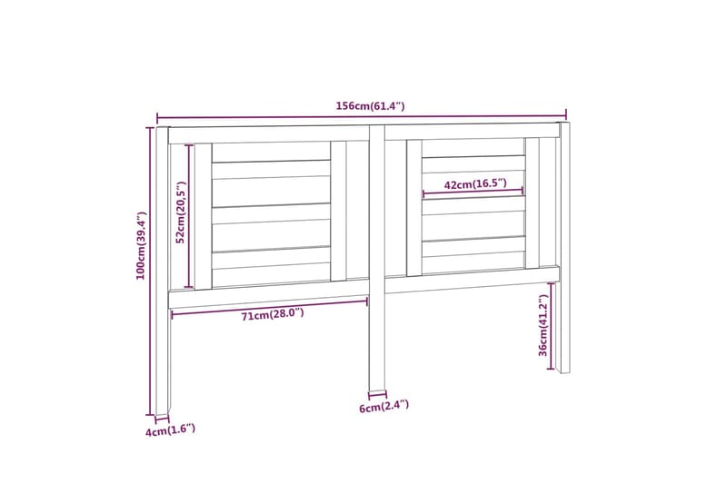 Sengegavl hvit 156x4x100 cm heltre furu - Hvit - Møbler - Senger - Sengetilbehør & sengegavl - Sengegavl