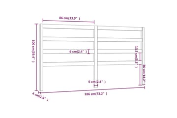 Sengegavl hvit 186x4x100 cm heltre furu - Hvit - Møbler - Senger - Sengetilbehør & sengegavl - Sengegavl