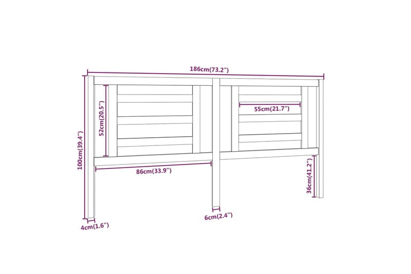 Sengegavl hvit 186x4x100 cm heltre furu - Hvit - Møbler - Senger - Sengetilbehør & sengegavl - Sengegavl