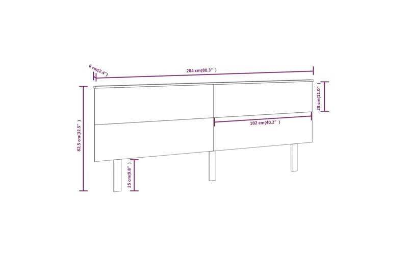 Sengegavl hvit 204x6x82,5 cm heltre furu - Hvit - Møbler - Senger - Sengetilbehør & sengegavl - Sengegavl