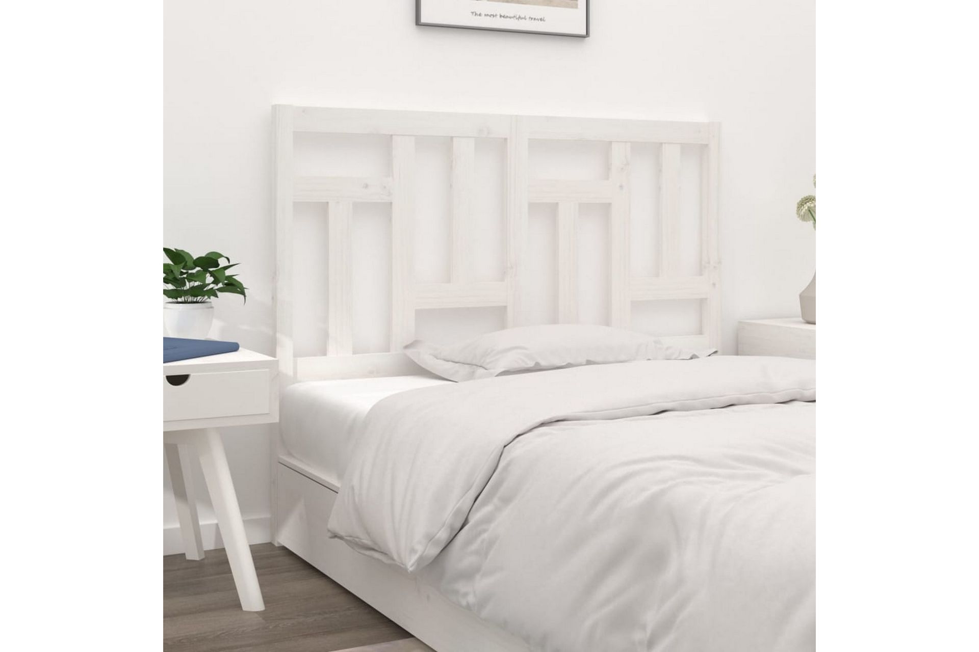Sengegavl hvit 205,5x4x100 cm heltre furu - Hvit - Møbler - Senger - Sengetilbehør & sengegavl - Sengegavl
