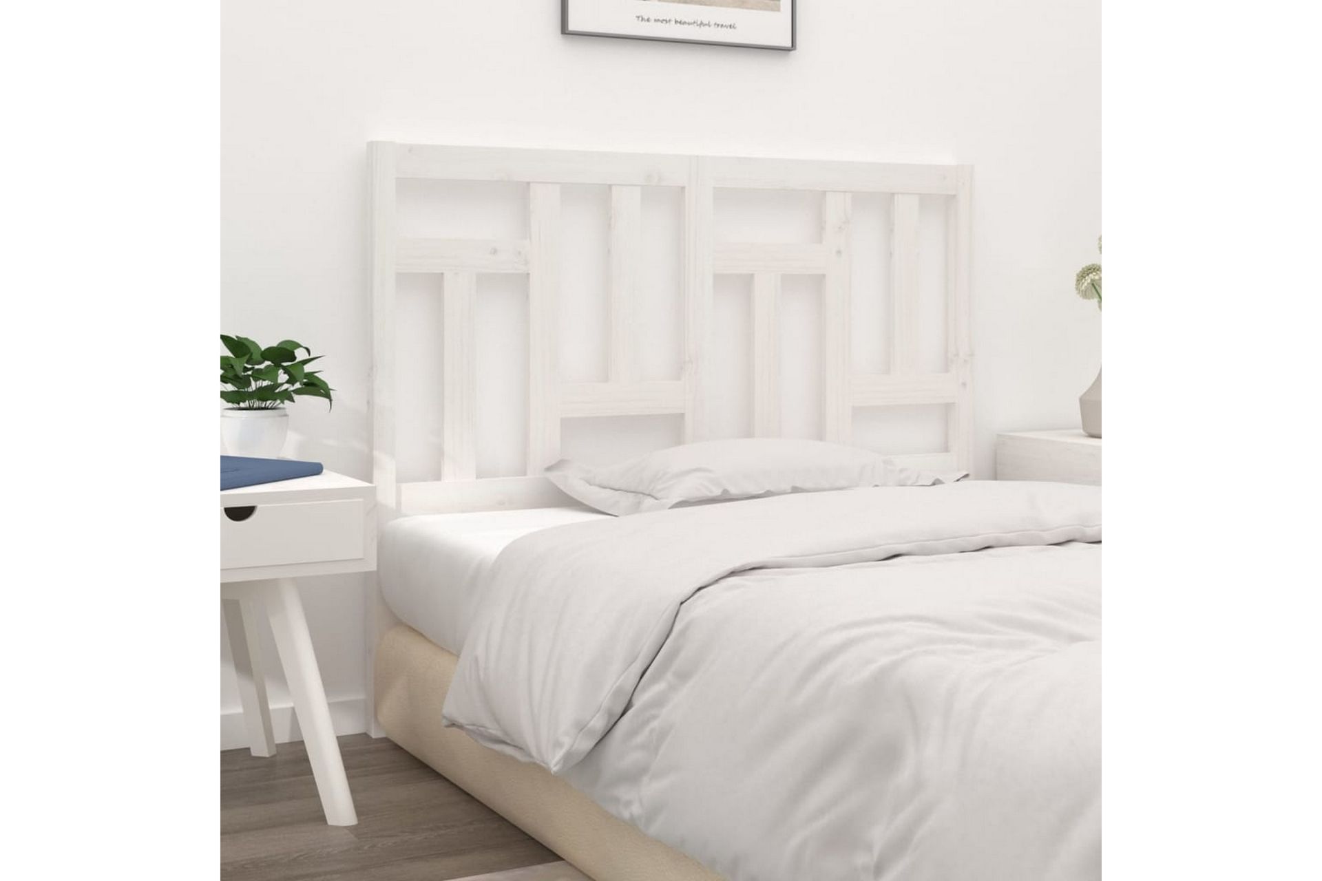 Sengegavl hvit 205,5x4x100 cm heltre furu - Hvit - Møbler - Senger - Sengetilbehør & sengegavl - Sengegavl