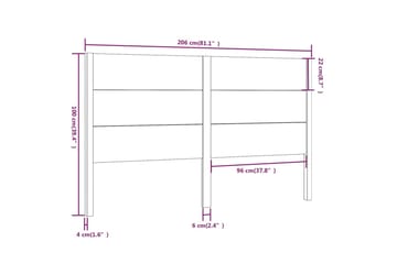 Sengegavl hvit 206x4x100 cm heltre furu - Hvit - Møbler - Senger - Sengetilbehør & sengegavl - Sengegavl
